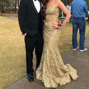 Sherri Hill Gold Two Piece Prom Dress